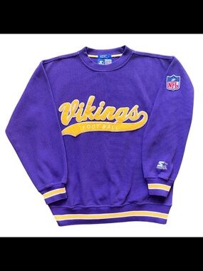 VTG 90s Minnesota Vikings NFL Football Crewneck Sweatshirt Large Starter Pockets